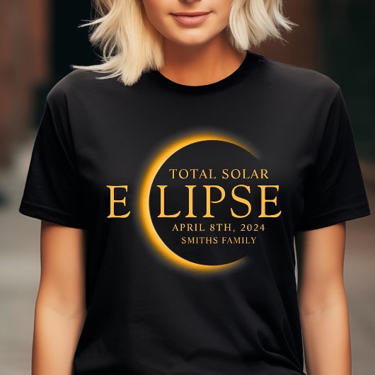 Black & Gold 2024 Texas Total Solar Eclipse Famili T-Shirt
