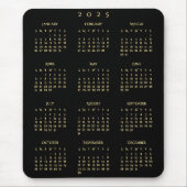 Black Gold 2025 Full Year Calendar Zuhause Office Mousepad (Vorne)