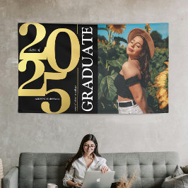 Black Gold 2025 Graduate Foto Abschluss Banner