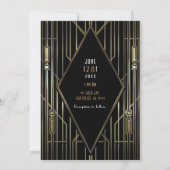 Black & Gold 20's Art Deco Gatsby Glam Wedding Einladung (Rückseite)