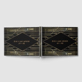 Black & Gold 20's Art Deco Gatsby Glam Wedding Gästebuch (Voll)