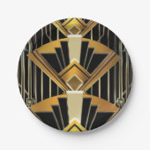 Black & Gold 20's Art Deco Gatsby Glam Wedding Pappteller (Vorderseite)