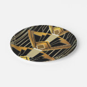 Black & Gold 20's Art Deco Gatsby Glam Wedding Pappteller (Schrägansicht)