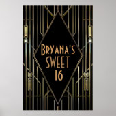 Black Gold 20's Art Deco Gatsby Willkommensbanner Poster (Vorne)