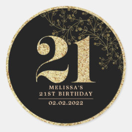 Black & Gold 21. Geburtstag Gastgeschenk Sticker