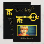 Black & Gold 21. Geburtstag Party Einladung (Vorne/Hinten)