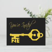 Black & Gold 21. Geburtstag Party Einladung (Stehend Vorderseite)