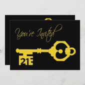 Black & Gold 21. Geburtstag Party Einladung (Vorne/Hinten)