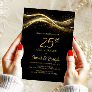 Black Gold 25. Hochzeitstag Einladung