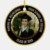 Black & Gold 2 Foto Abschluss Class 2023 Keramik Ornament (Hinten)