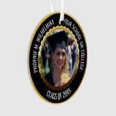 Black & Gold 2 Foto Abschluss Class 2025 Ornament (Vorderseite)