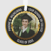 Black & Gold 2 Foto Abschluss Class 2025 Ornament (Rückseite)