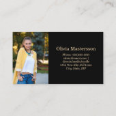 Black Gold 2 Foto Graduate Name Card Visitenkarte (Rückseite)