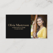 Black Gold 2 Foto Graduate Name Card Visitenkarte (Vorderseite)