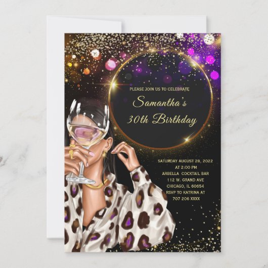 Black Gold 30. Geburtstag Einladung (Vorderseite)