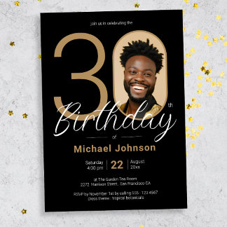 Black Gold 30. Geburtstag Einladung