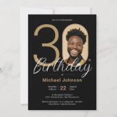 Black Gold 30. Geburtstag Einladung (Vorderseite)