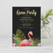 Black Gold 30. Geburtstag Luau Party Einladung (Stehend Vorderseite)
