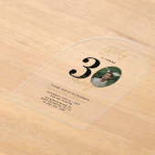 Black & Gold 30. Geburtstag Party Foto Acryleinladungen (Ablage )