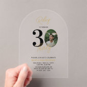 Black & Gold 30. Geburtstag Party Foto Acryleinladungen (Insitu (Handheld))