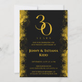 Black & Gold 30. Hochzeitstag Einladung (Vorderseite)