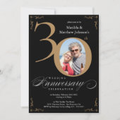 Black Gold 30. Wedding Anniversary Calligraphie Einladung (Vorderseite)