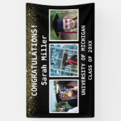 Black & Gold 3 Foto Abschluss Class 2025 Banner (Vertikal)