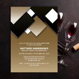 Black Gold 40. Cocktail Geburtstagsparty Einladung