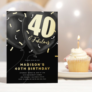 Black Gold 40. Geburtstag Party Einladung
