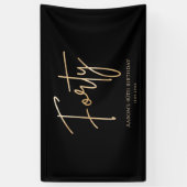 Black & Gold 40. Geburtstagsfeier Willkommensbanne Banner (Vertikal)