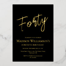 Black & Gold 40 Minimal 40. Geburtstag Party