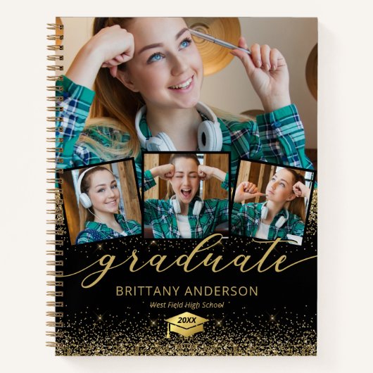 Black Gold 4 Foto Abschluss Guest Notizblock (Vorderseite)