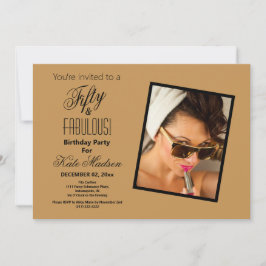 Black & Gold 50 & FABULOUS! Geburtstagsfeier Einladung