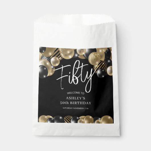 Black Gold 50. Geburtstag Geschenktütchen (Vorderseite)