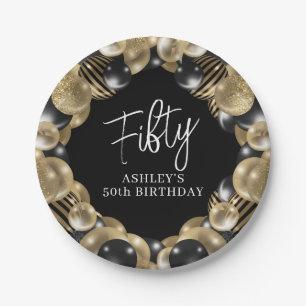 Black Gold 50. Geburtstag Pappteller