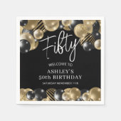 Black Gold 50. Geburtstag Serviette (Vorderseite)