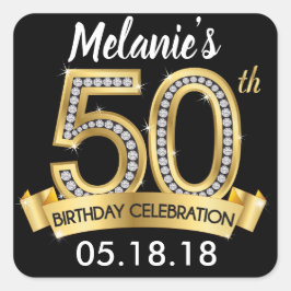 Black & Gold 50. Geburtstag Sticker