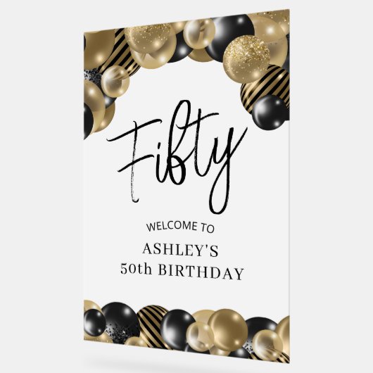 Black Gold 50. Geburtstag Willkommen Acrylschild (Winkel)