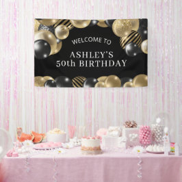 Black Gold 50. Geburtstag Willkommen Banner