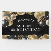 Black Gold 50. Geburtstag Willkommen Banner (Horizontal)