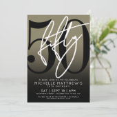 Black Gold 50. Geburtstagsparty Einladung (Stehend Vorderseite)