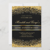 Black Gold 50. Golden Wedding Anniversary Party Einladung (Vorderseite)