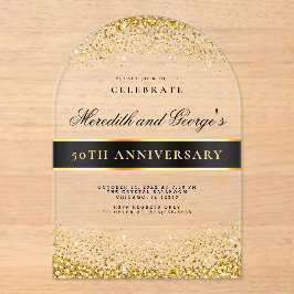 Black Gold 50. Golden Wedding Jubiläum Acryleinladungen