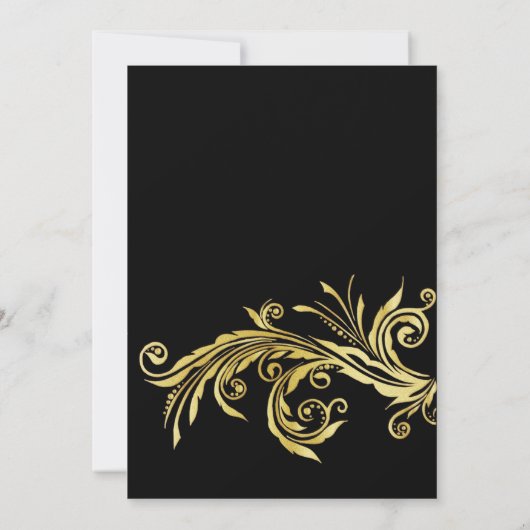 Black & Gold 50. Hochzeitsfeier Einladung (Rückseite)