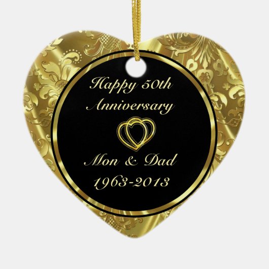 Black & Gold 50. Hochzeitsszenario Keramikornament (Vorne)