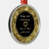 Black & Gold 50. Hochzeitsszenario Silbernes Ornament (Rechts)