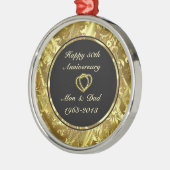 Black & Gold 50. Hochzeitsszenario Silbernes Ornament (Links)