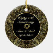 Black & Gold 50. Hochzeitsszenario zum Jubiläum 2 Keramikornament (Hinten)