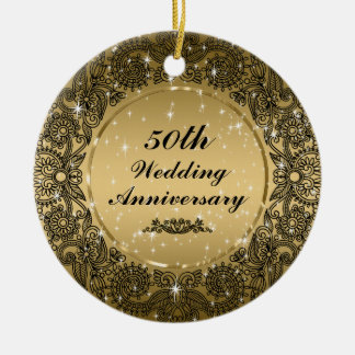 Black & Gold 50. Hochzeitsszenario zum Jubiläum 3 Keramikornament
