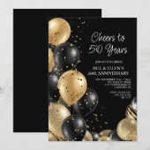 Black Gold 50. Hochzeitstag Einladung (Vorne/Hinten)